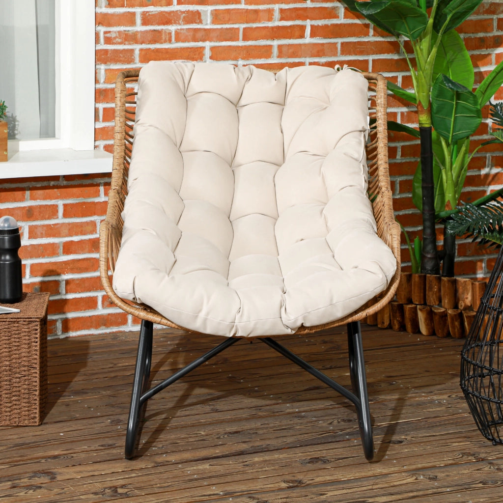 Poltrona da Giardino in Polyrattan ¨C zephmum ¨C 75x101x90 cm, Naturale/Khaki/Nero