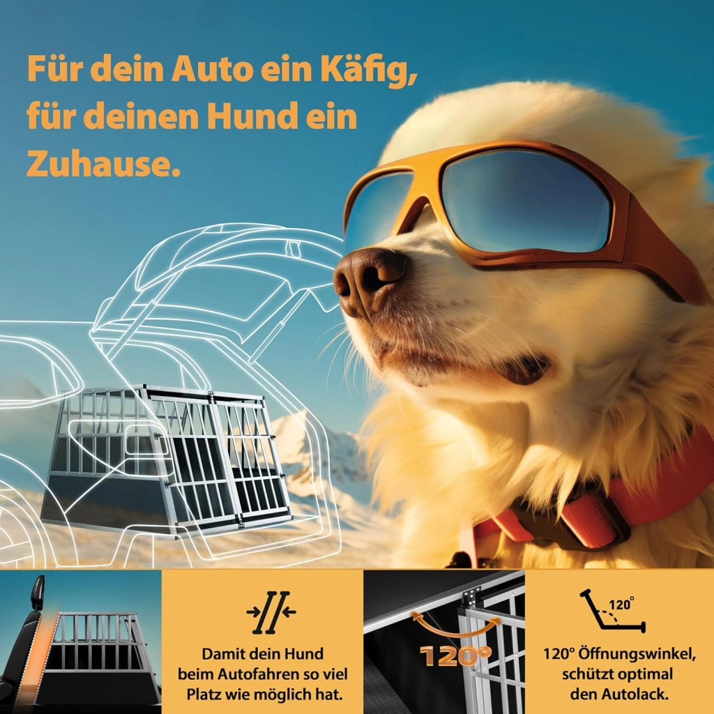 ® Trasportino Cani M 54x70x51cm Richiudibile Alluminio Impermeabile Box Auto Cagnolini