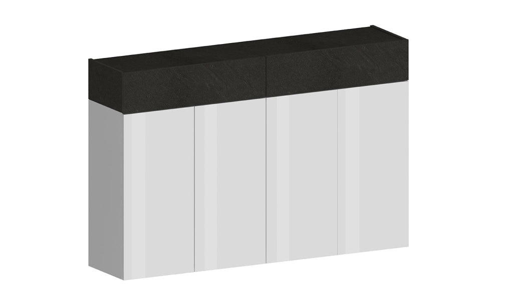 Scarpiera 4 Ante e 2 Ripiano a Ribalta 152x35x100 cm Savona 4A 1R Bianco Opaco/Grigio Ardesia
