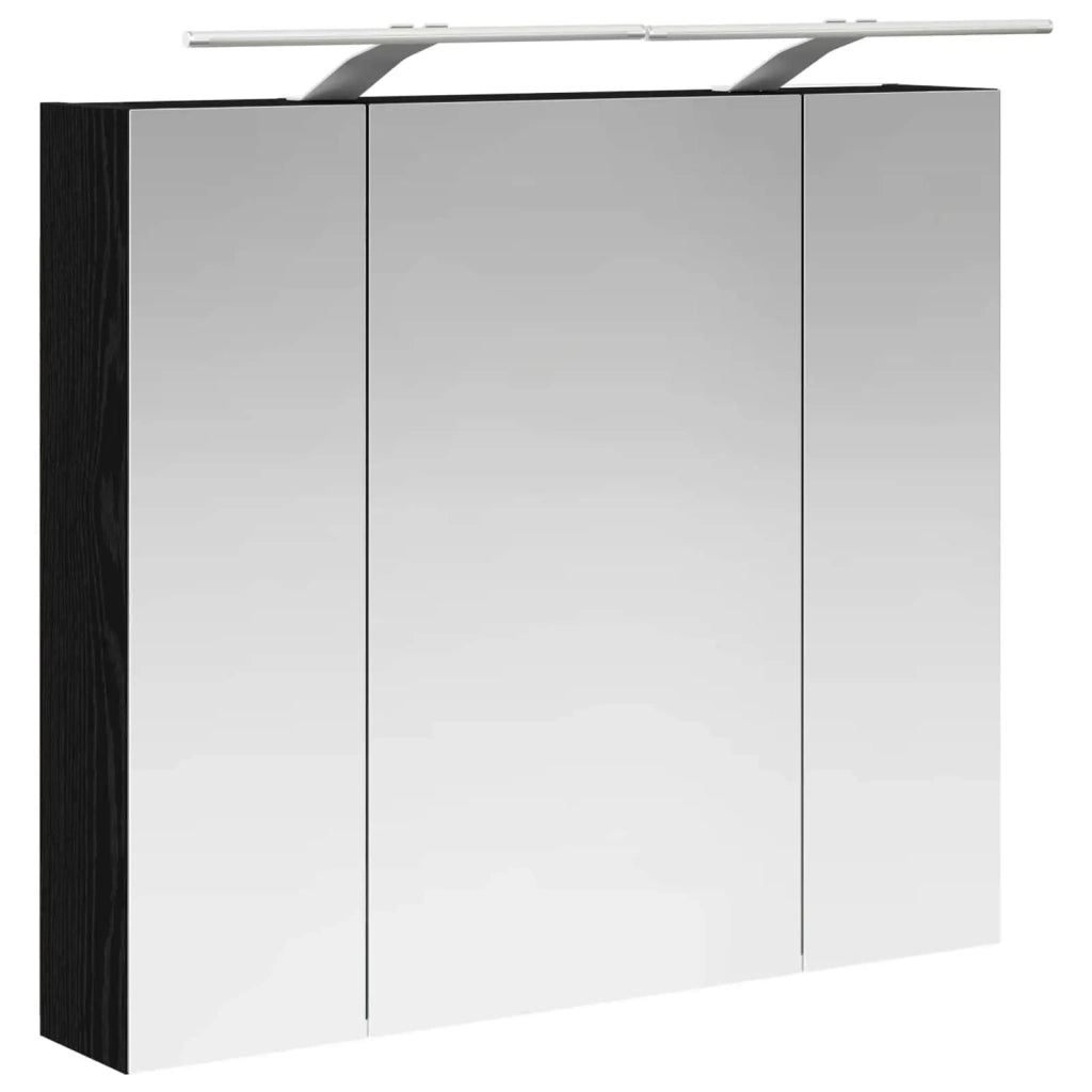Mobiletto per specchio da bagno Rovere Nero 80 x 14.5 x 70 cm