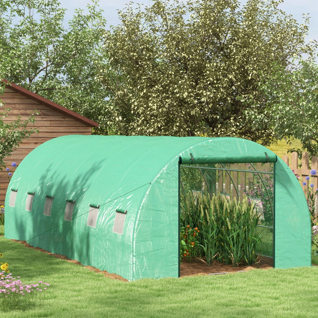 Serra Tunnel 6x3x2 m ¨C zephmum ¨C Verde con Finestrini a Rete e Porta Avvolgibile