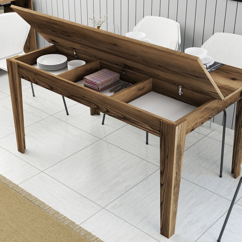 Viverone, Tavolo Fisso 6 Posti, 145x88x75h cm Marrone Noce