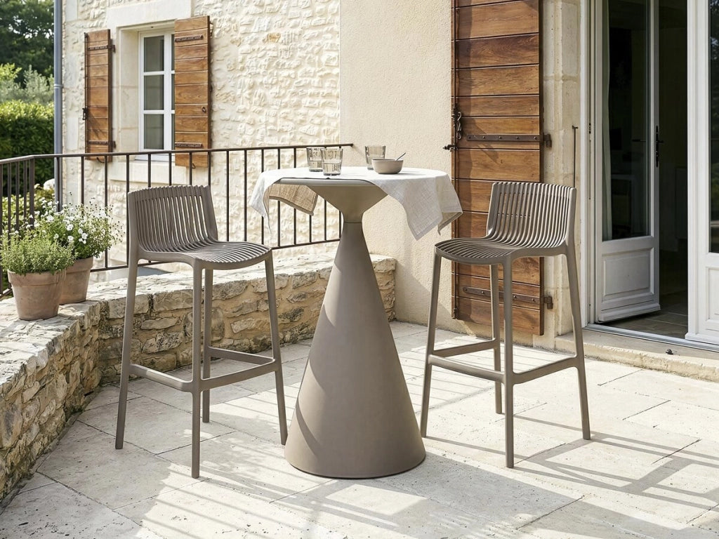 Set di 2 seggioloni impilabili in plastica "Néora" - Taupe
