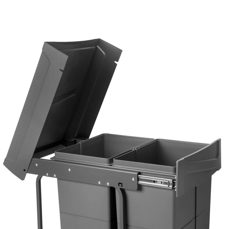 Contenitore per mobili Recycle da agganciare all'anta, 1 contenitore estraibile da 15 lt, Grigio antracite, Tecnoplast..