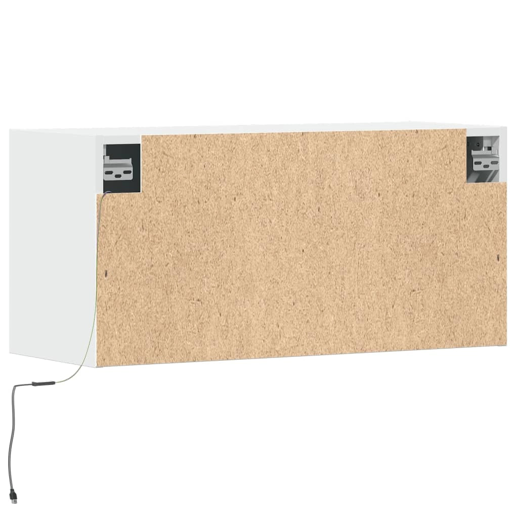 Mobile TV multimediale scaffale TV credenza mobile TV sala da pranzo soggiorno camera da letto montaggio a parete con luci LED 80 x 31 x 35 cm bianco 02_0027912