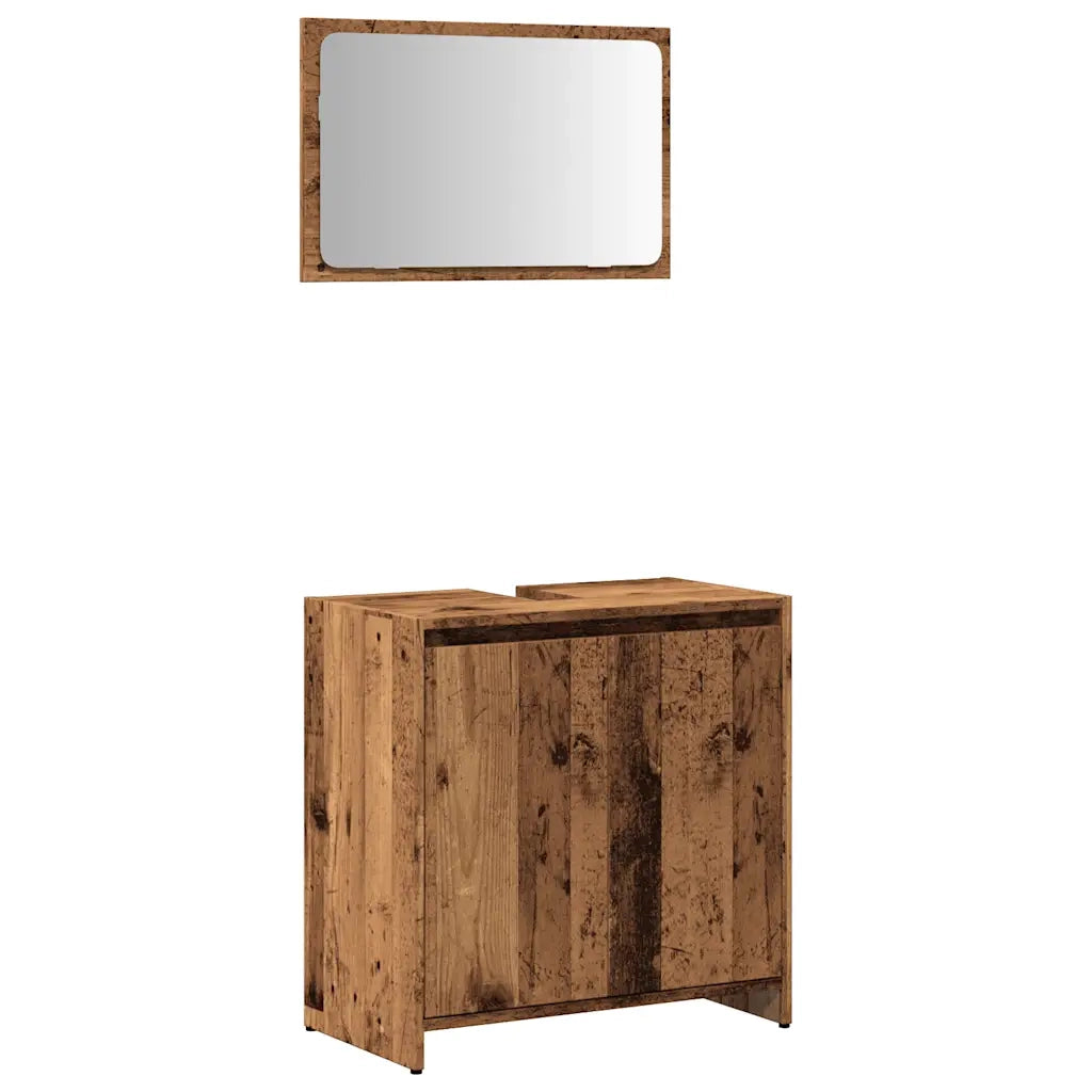 Set Mobili da Bagno 2 pz Legno Antico in Legno Multistrato