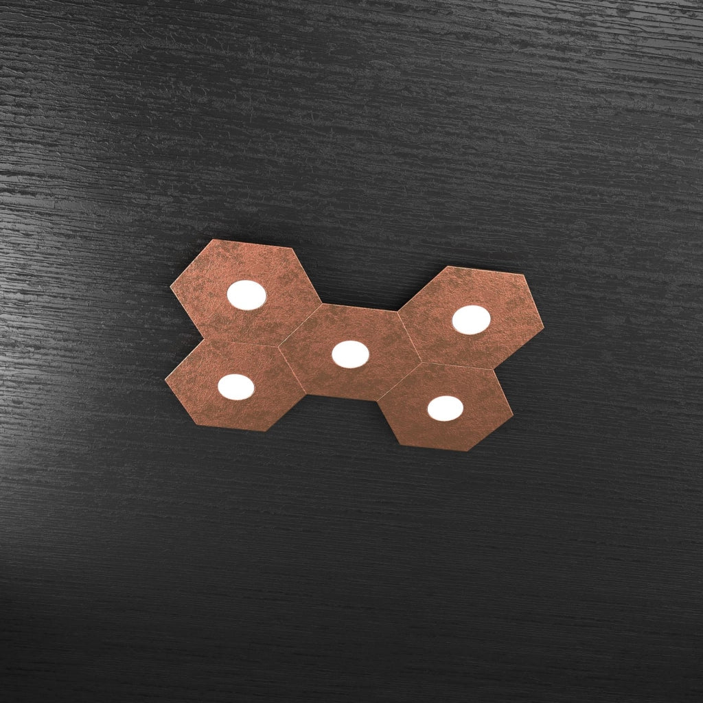 HEXAGON APPLIQUE-PLAFONIERA 5 LUCI FOGLIA RAME 1142-5L-FR
