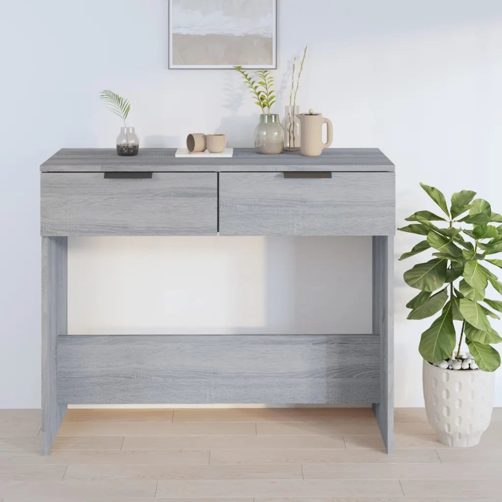 Tavolino Consolle-Tavolino da soggiorno-Tavolino da Salotto Grigio Sonoma 90x36x75 cm Legno Multistrato
