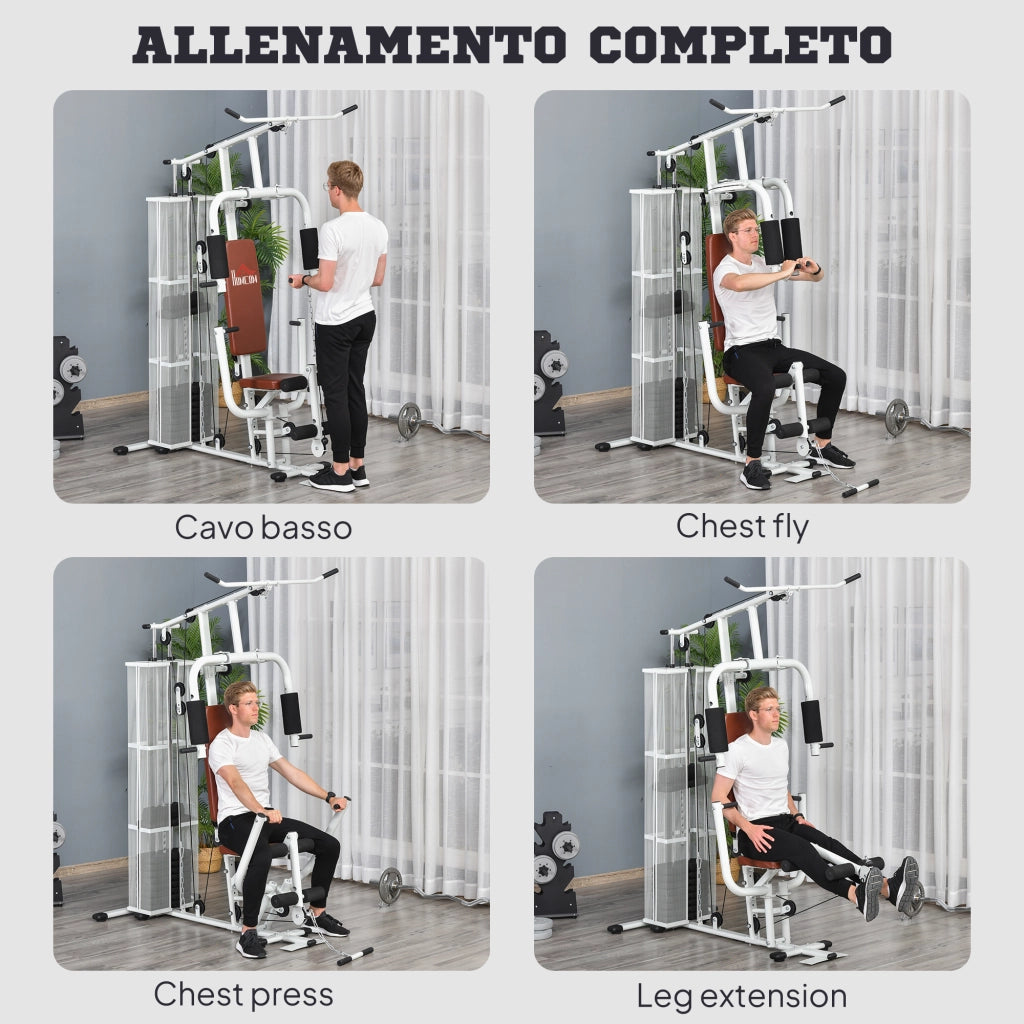 Letto a Soppalco con Scrivania e Scaffale ¨C zephmum ¨C Bianco in Acciaio e Tessuto 150x110x210 cm