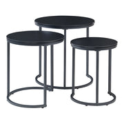 Set di 3 tavolini da caffè impilabili nero 03_0009773