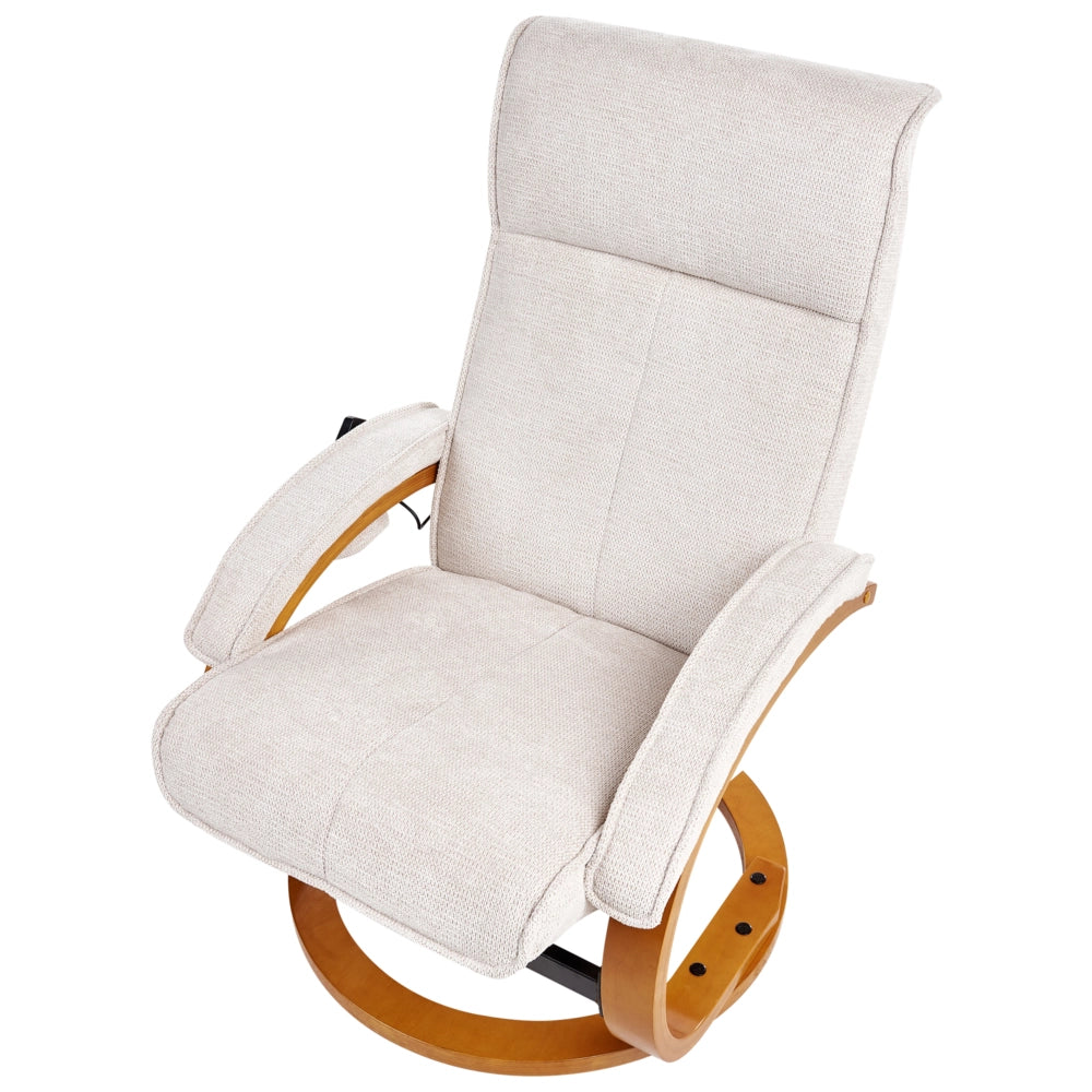 Poltrona reclinabile moderna in tessuto beige chiaro con poggiapiedi Riscaldamento massaggiante design retrò