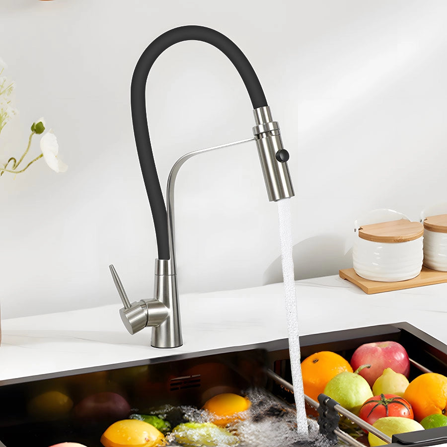 ZMH Rubinetto da cucina nero Rubinetti con doccetta da cucina girevole a 360°