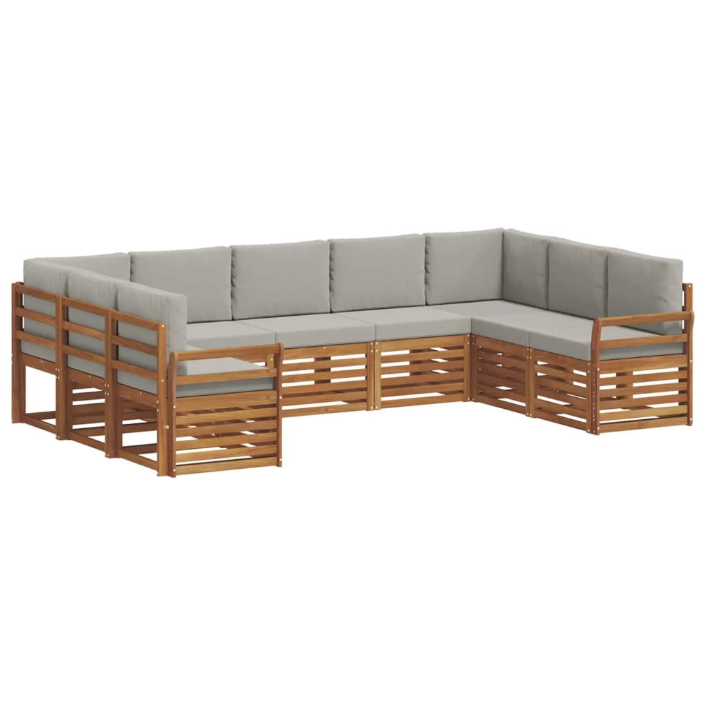 Set divano sezionale con cuscino 9 pcs Grigio Naturale e Chiaro