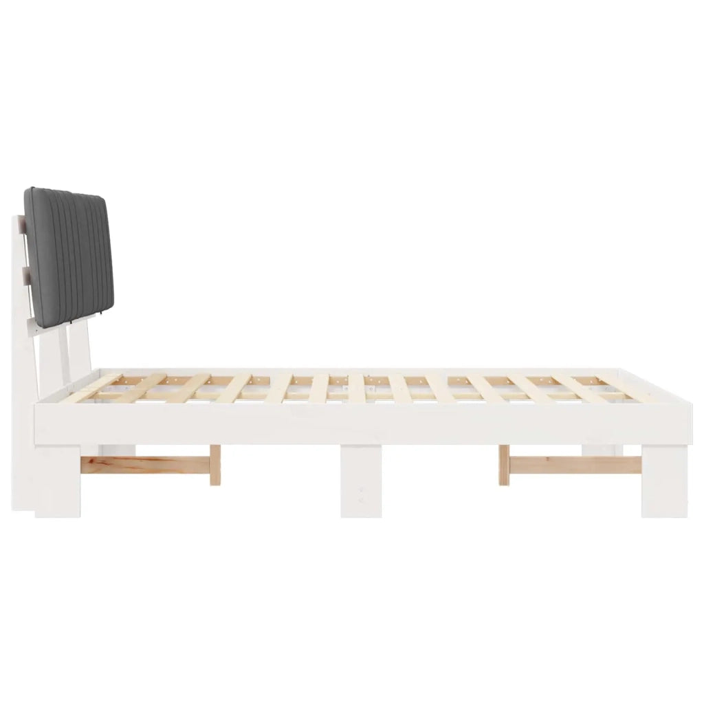 Letto con Testiera Rivestita Grigio chiaro 140 x 190 cm