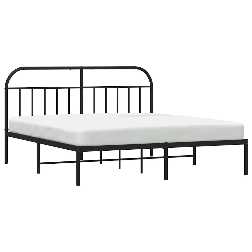 Giroletto con Testiera-Struttura Letto con testiera in Metallo Nero 183x213 cm 599265