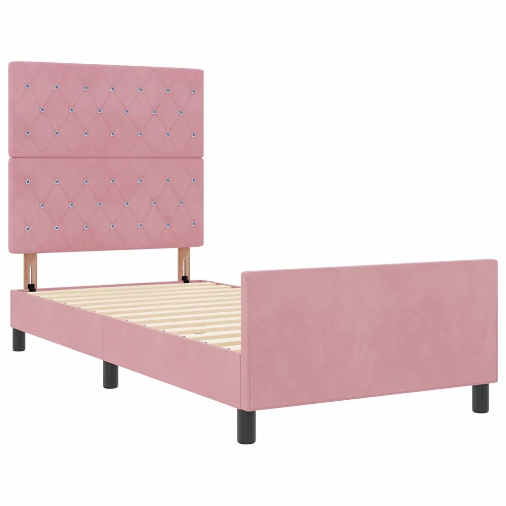 Letto a molle con testiera Rosa 90 x 200 cm Velluto 3344854
