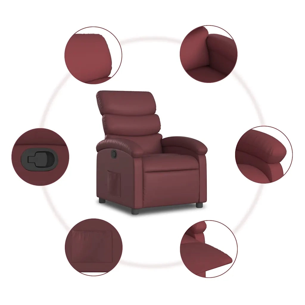 Divano Sedia-Poltrona Reclinabile Rosso Vino in Similpelle 817101