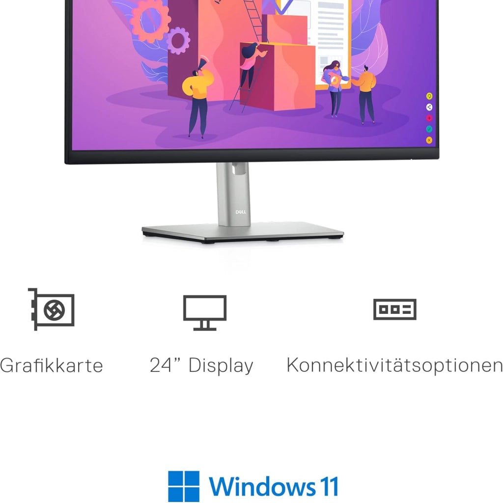 P2422H 24" Full HD (1920x1080) Monitor, 60Hz, IPS, 5ms, 99% sRGB, DisplayPort, HDMI, VGA, 5x USB, 3 Anni di Garanzia, Nero