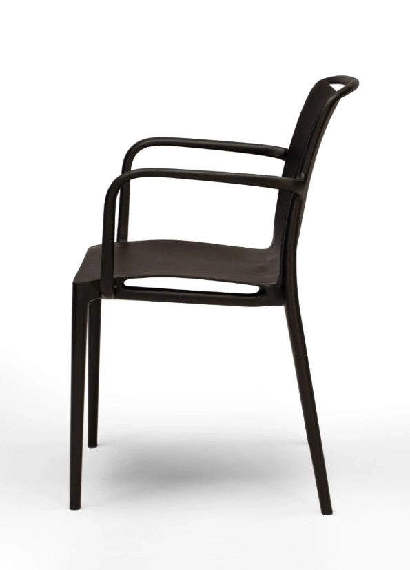 Velair, Set 6 Poltrone con Braccioli, Polipropilene, 56 × 58 × 83 cm, Impilabili  Antracite