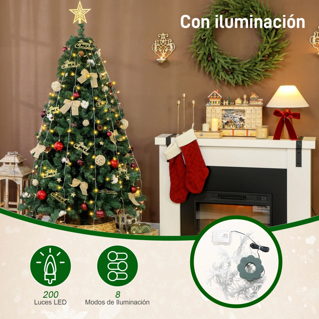 Albero di Natale 180 cm ¨C zephmum ¨C Verde con 200 Luci LED Bianco Caldo