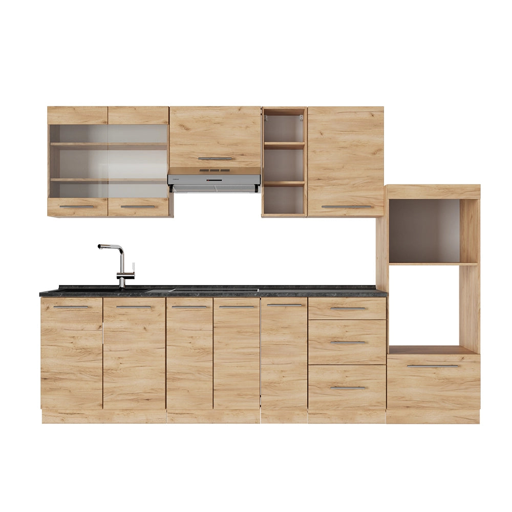 Cucina componibile Fame-Line Rovere dorato/Rovere dorato 280 cm, PL Antracite Vicco