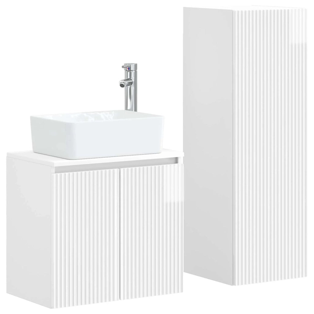 Set di mobili per il bagno 2 pz Bianco Lucido 3406127