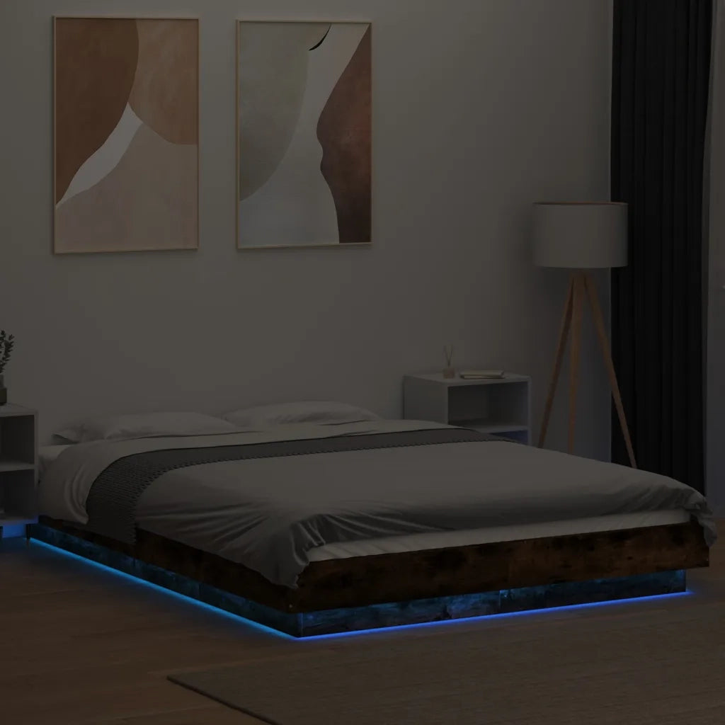 Giroletto con Luci LED Rovere Fumo 120x200 cm Legno Multistrato 3281109