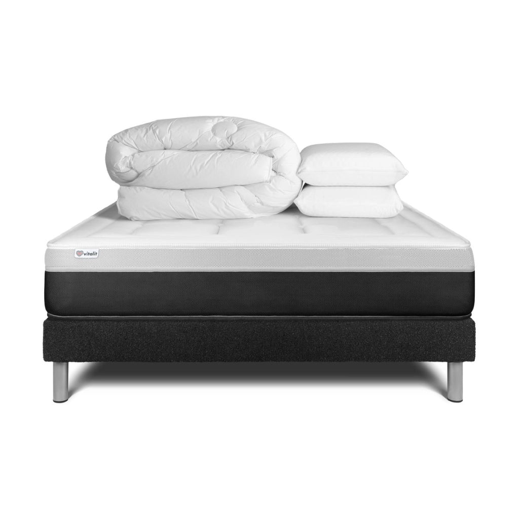 Pacchetto letto completo - Materasso 160x200cm + Box spring con doghe (kit) + 2 cuscini + Piumino - Vital Form