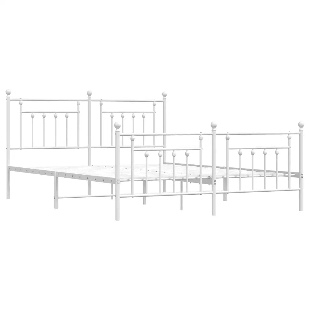 Giroletto con Testiera e Pediera-Struttura Letto Metallo Bianco 183x213 cm 389583