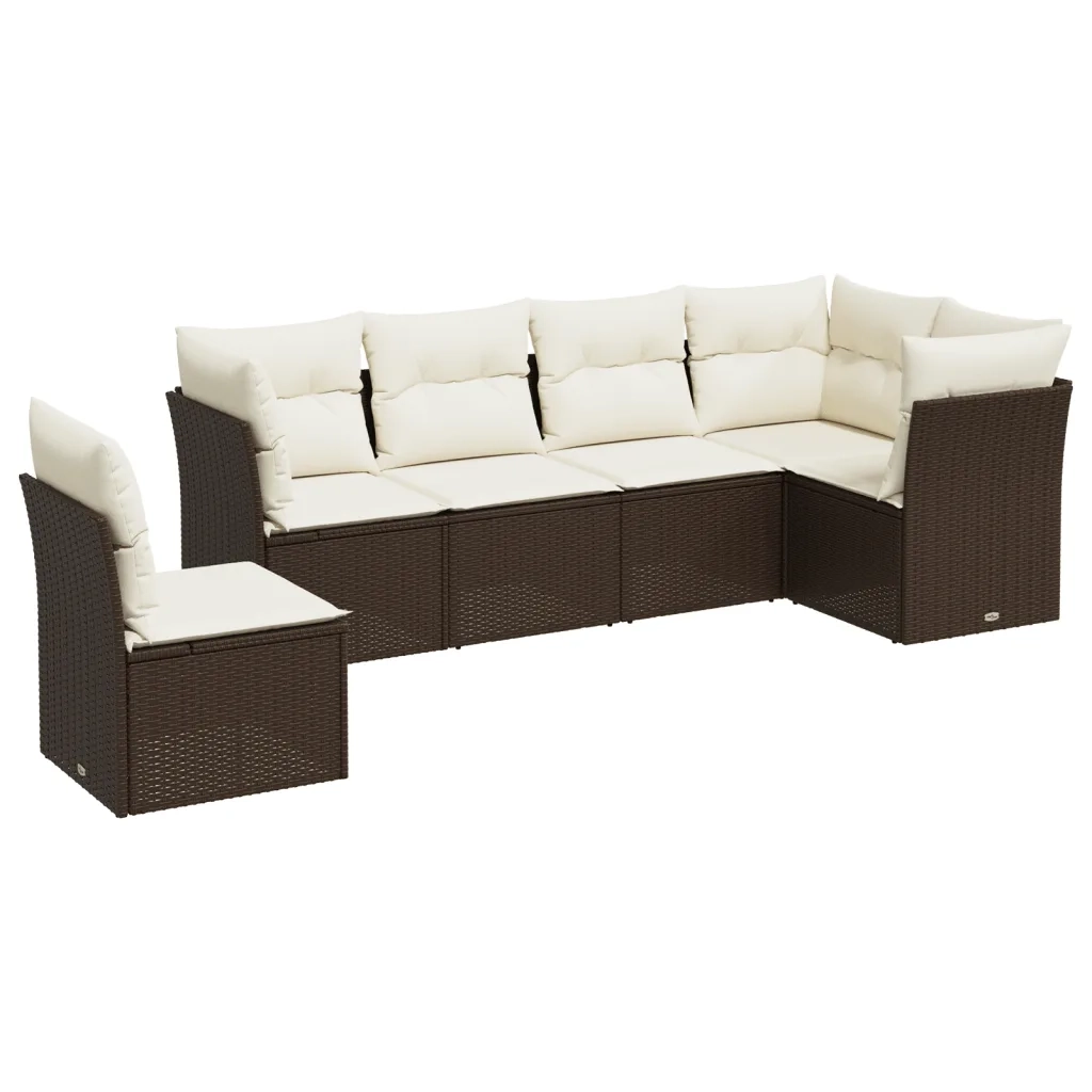 Set Divano da Giardino 6 pz con Cuscini Marrone in Polyrattancod mxl 111246