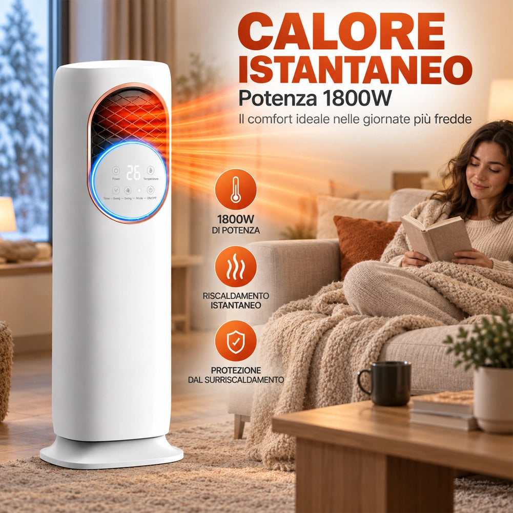Raffrescatore Ventilatore Nebulizzatore Telecomando e Display LCD Tasti touch