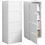 Cassettiera moderna e spaziosa, grande mobile bianco, stile loft scandinavo, 4 ripiani