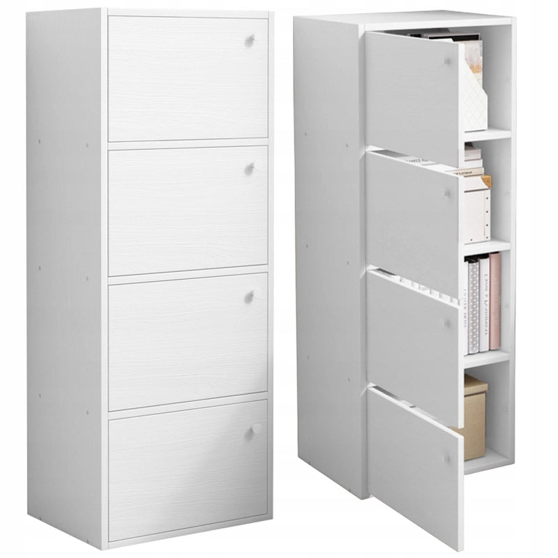 Cassettiera moderna e spaziosa, grande mobile bianco, stile loft scandinavo, 4 ripiani