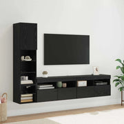 Mobile Porta TV 4 pz-Credenza per TV Rovere Nero Legno multistrato 597699