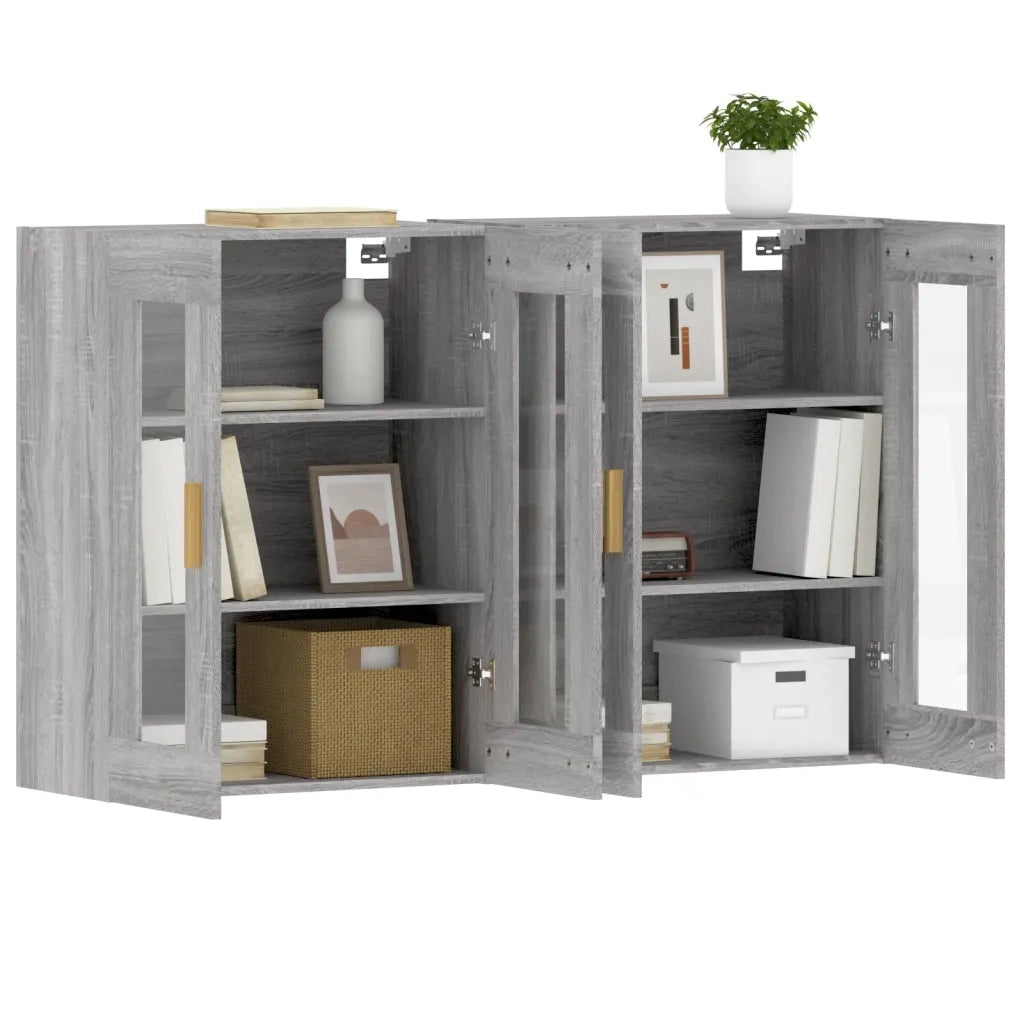 Armadietti a Parete 2 pz Grigio Sonoma in Legno Multistrato 3197903