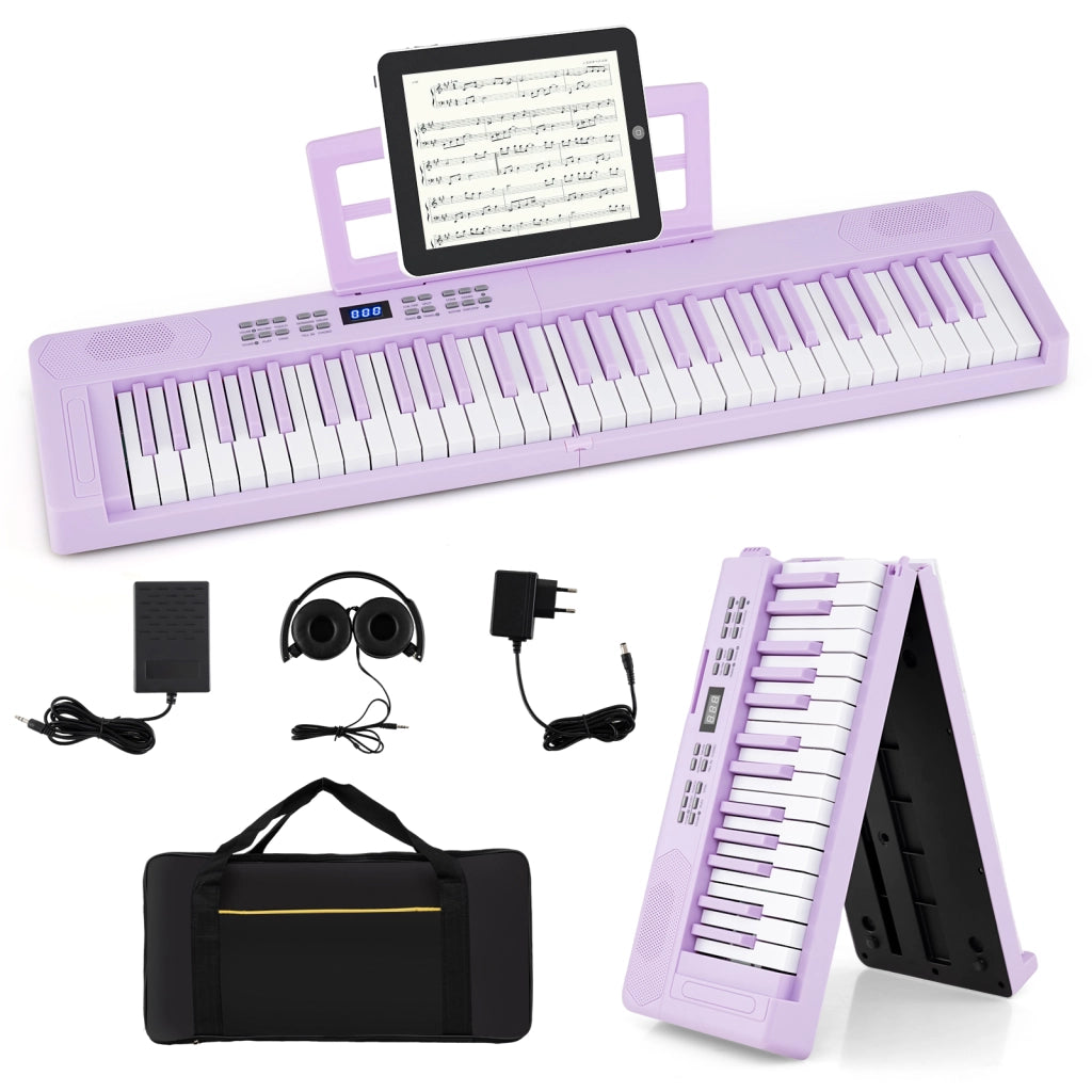 Tastiera pianoforte pieghevole 61 tasti midi cuffie pedale sustain-Tastiera elettronica portatile principianti Viola