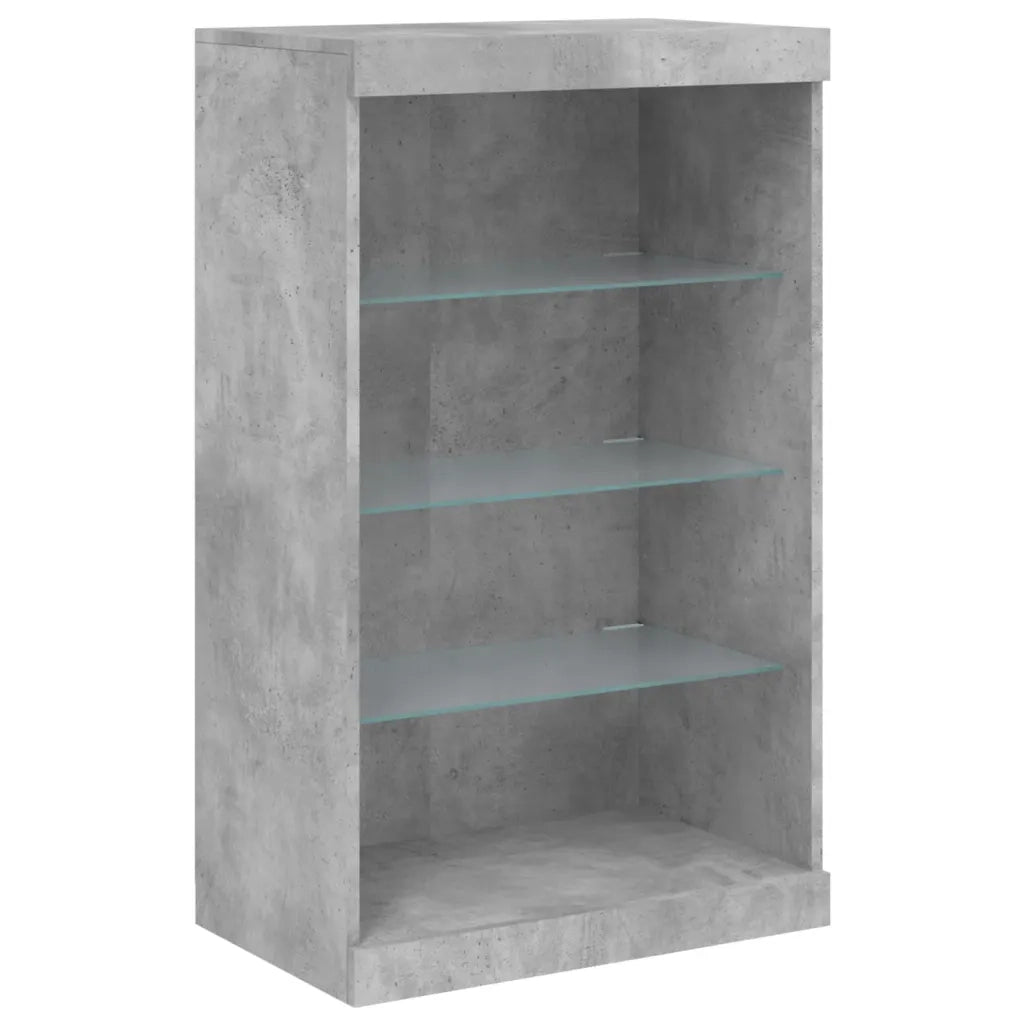 Credenza con Luci LED-Buffet-Armadio da cucina Grigio Cemento 60,5x37x100 cm 168594