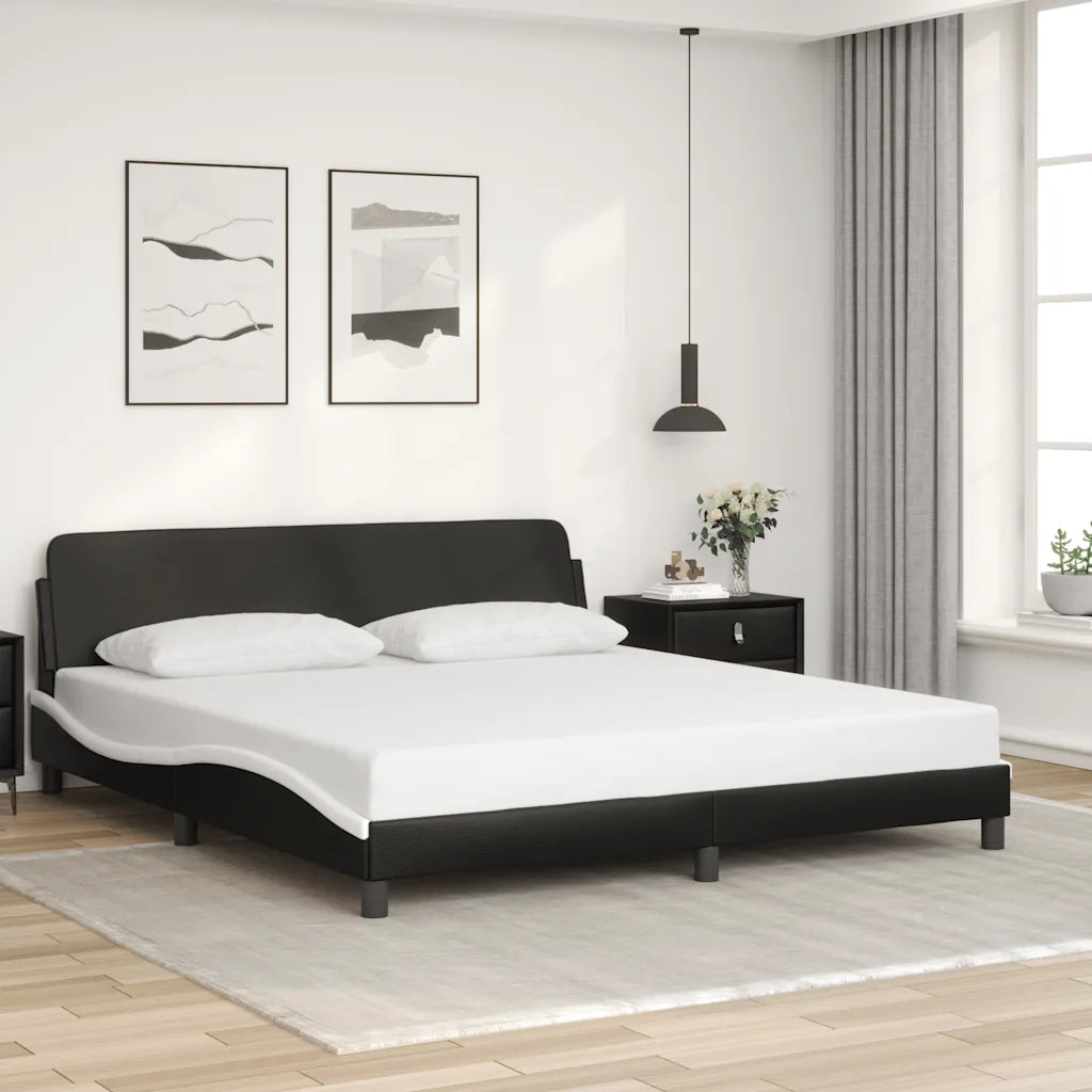 Struttura letto Dover in Similpelle Bianca e Nera 180x200 cm 373340