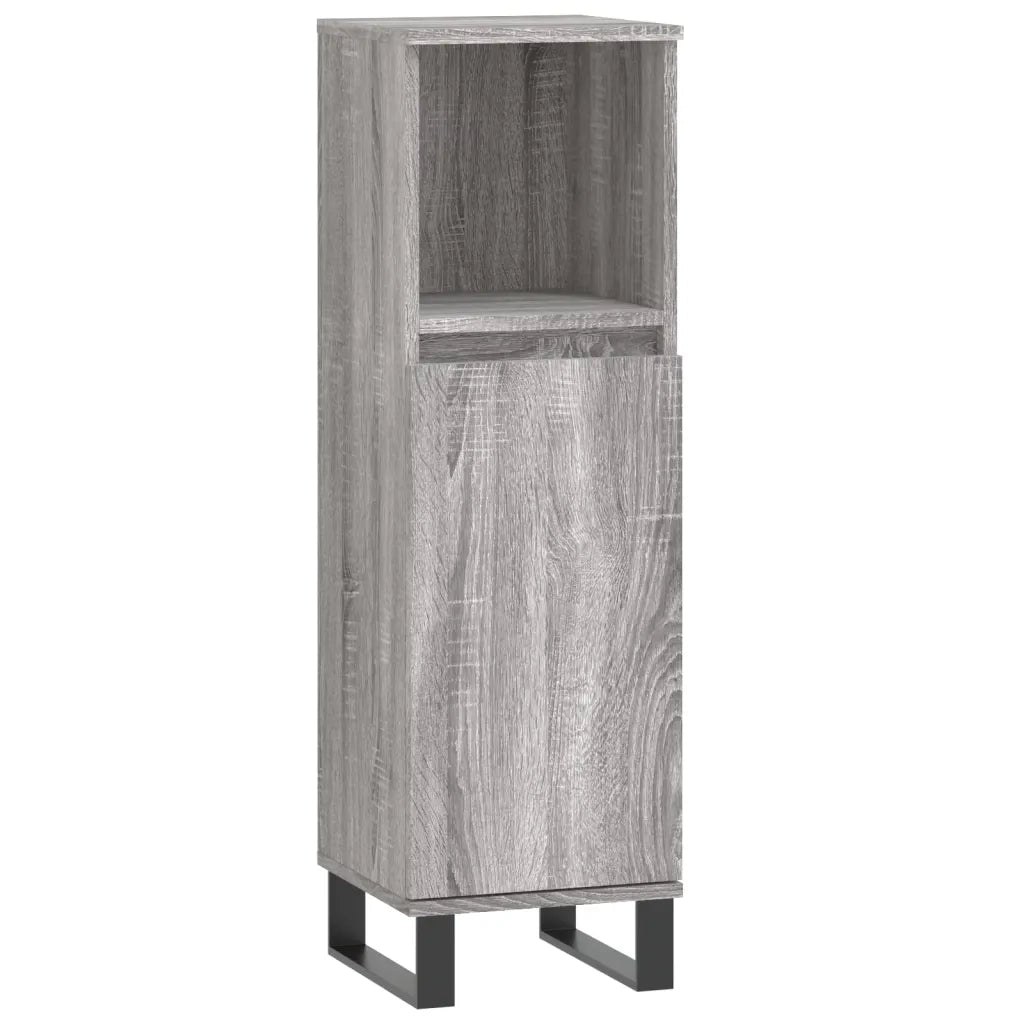 Mobiletto da bagno Sonoma grigio 30 x 30 x 100 cm con ampio spazio contenitivo stile industriale in legno Sonoma grigio 02_0049011