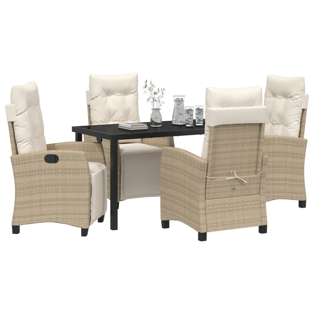 Set di 5 pezzi per la cena in giardino beige in polyrattan