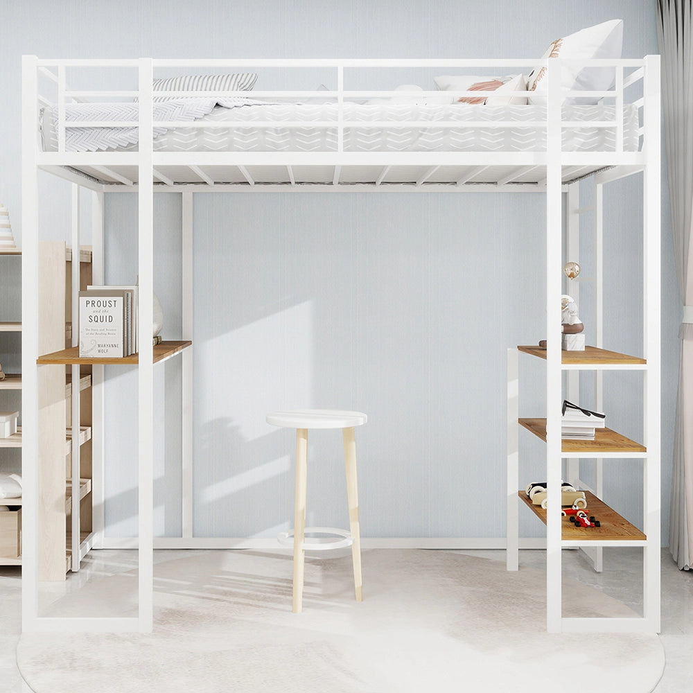 Letto con scrivania - Xylo - 90x200 cm L metallo scala doppia