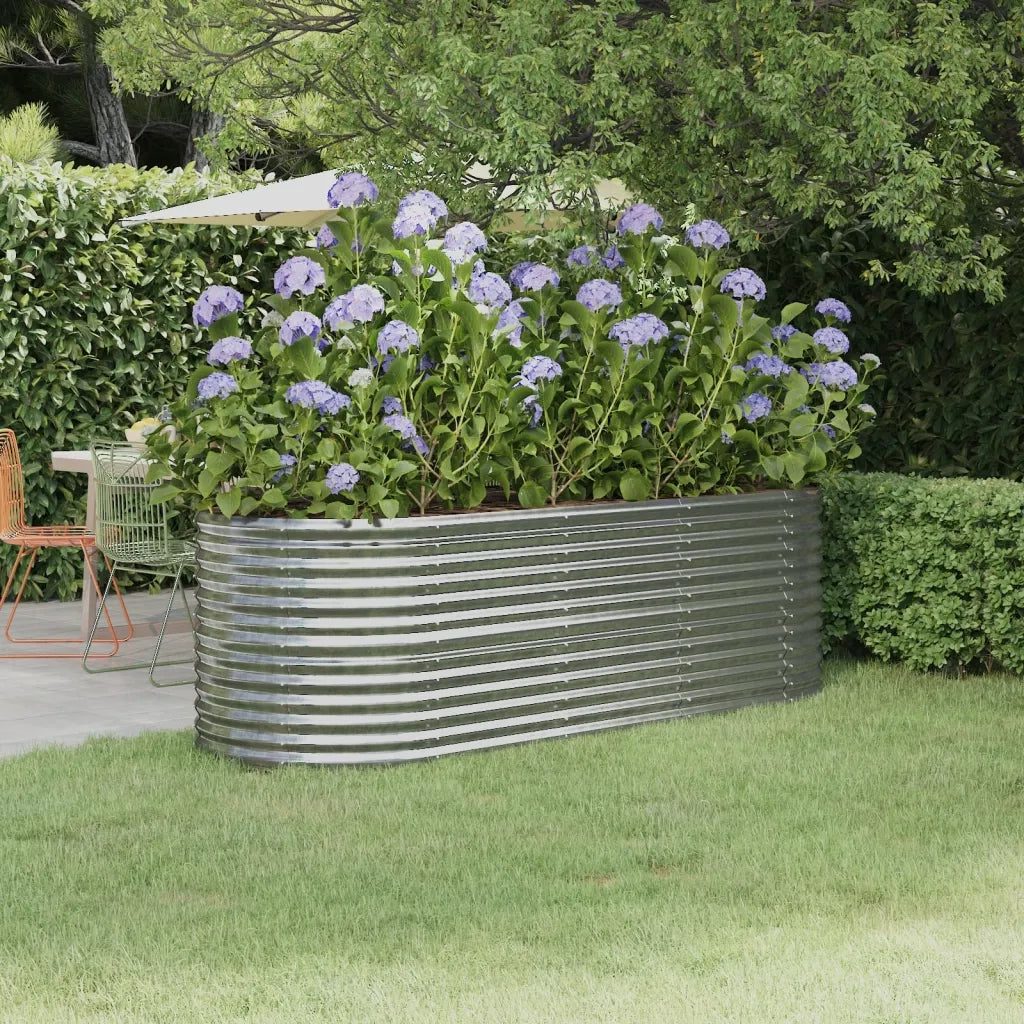 Fioriere | Cassetta per fiori | Letto Giardino Acciaio Zincato 224x80x68cm Argento