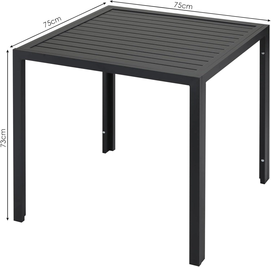 Set Giardino Esterno Aluminium 5 Pezzi, Tavolo da giardino tutto in Alluminio con 4 Sedie Pieghevoli Alto Regolabili, Resistente Alle Intemperie, Nero