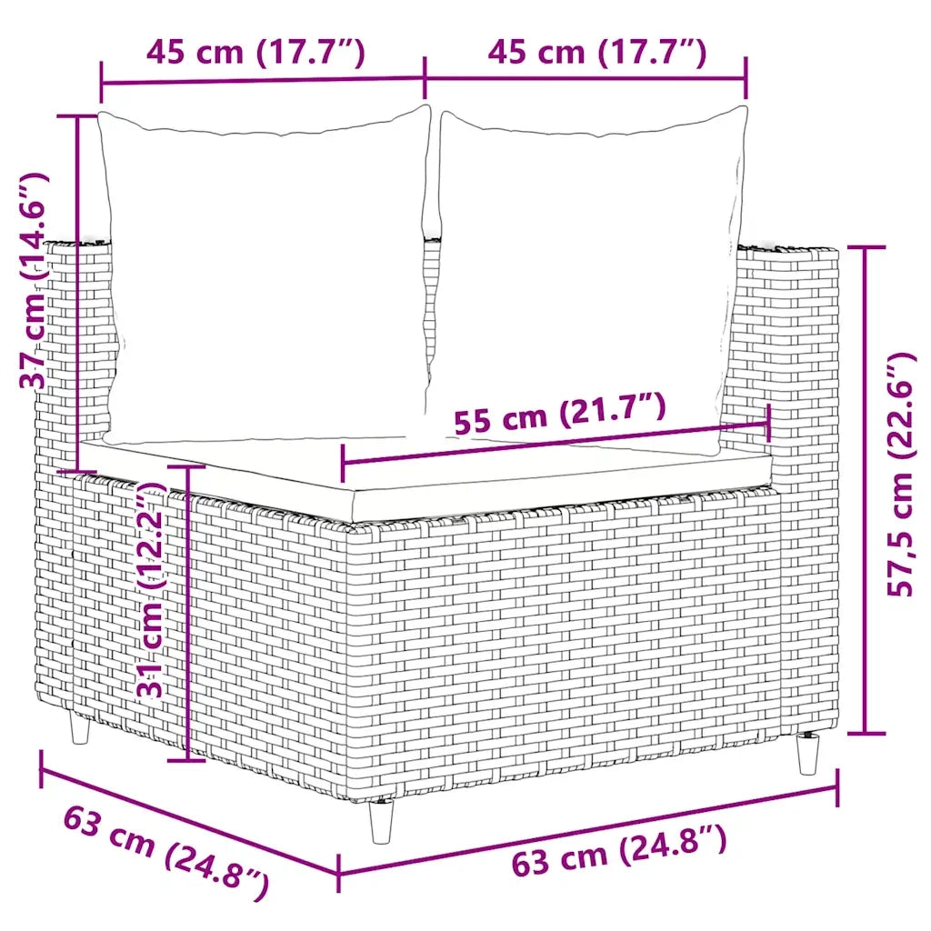 Set Divani da Giardino con Cuscini 7pz Nero Polyrattan 3308432