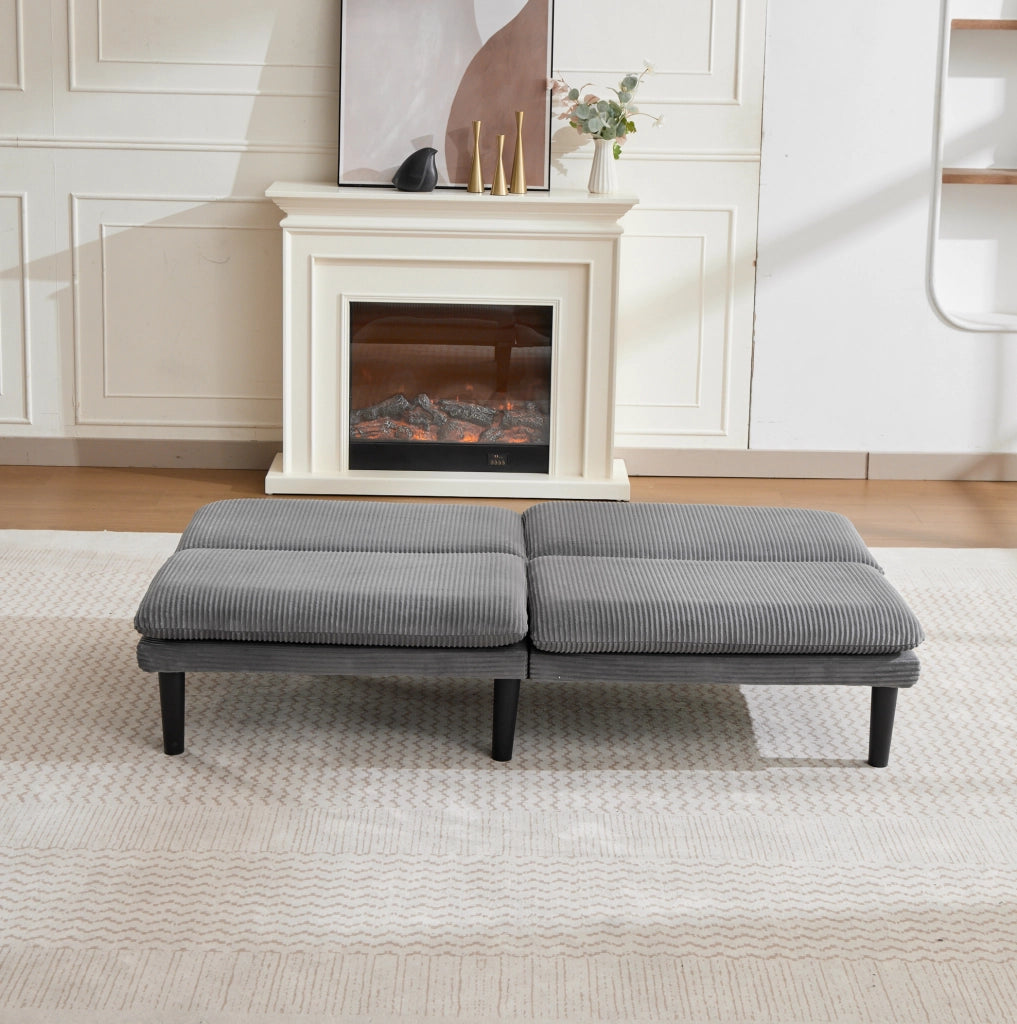 Divano letto 2 posti 167x84x67 cm grigio， velluto a coste， salvaspazio