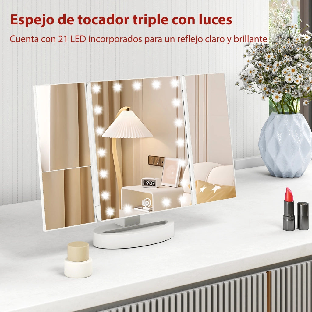 Specchio Trucco con Luce LED ¨C zephmum ¨C Bianco 21 Luci 1X/2X/3X