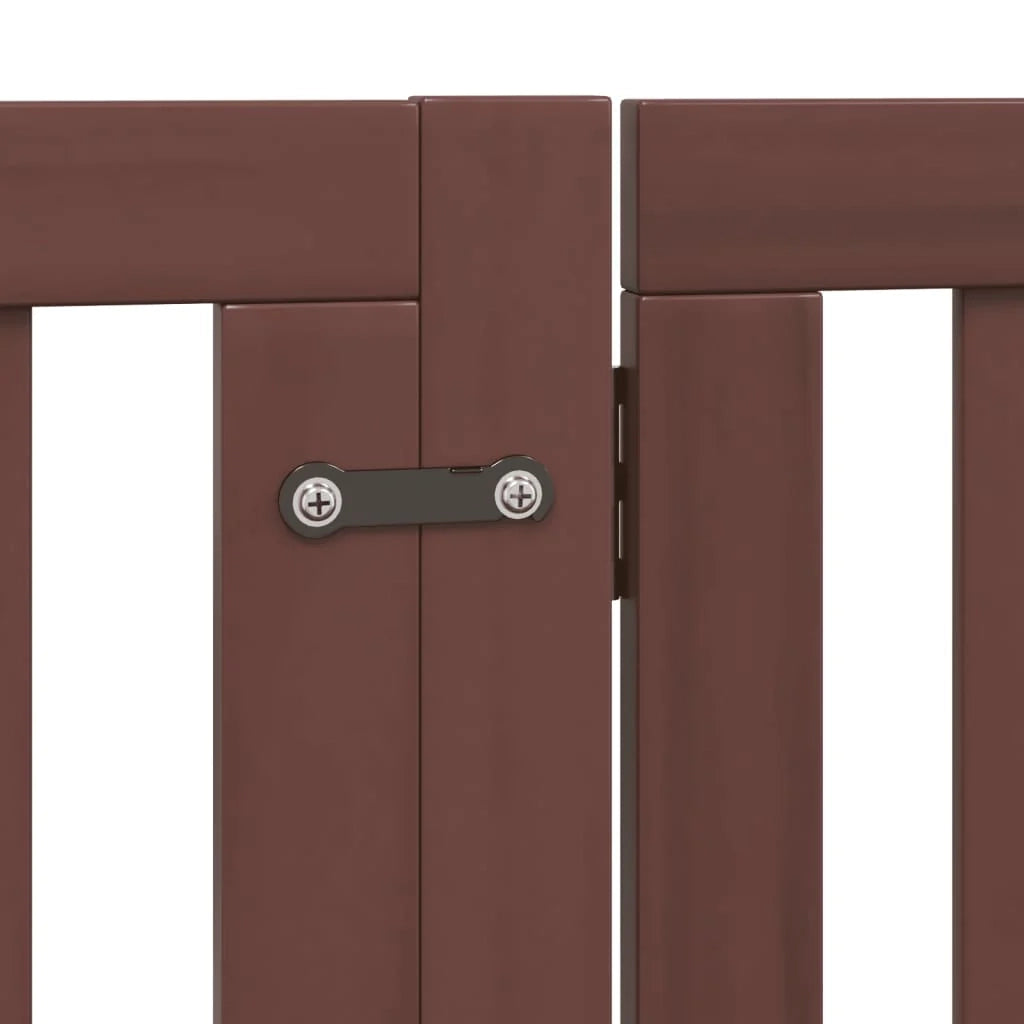 Cancelletto di sicurezza per cani con porta in legno di pioppo marrone a 4 pannelli 02_0023302