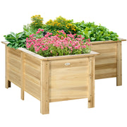Fioriera Rialzata a L in Legno per Giardino ¨C zephmum ¨C 120x120x50 cm Natural