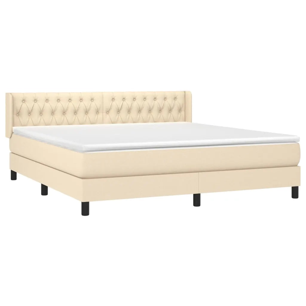 Giroletto a Molle con Materasso Crema 180x200 cm in Tessuto