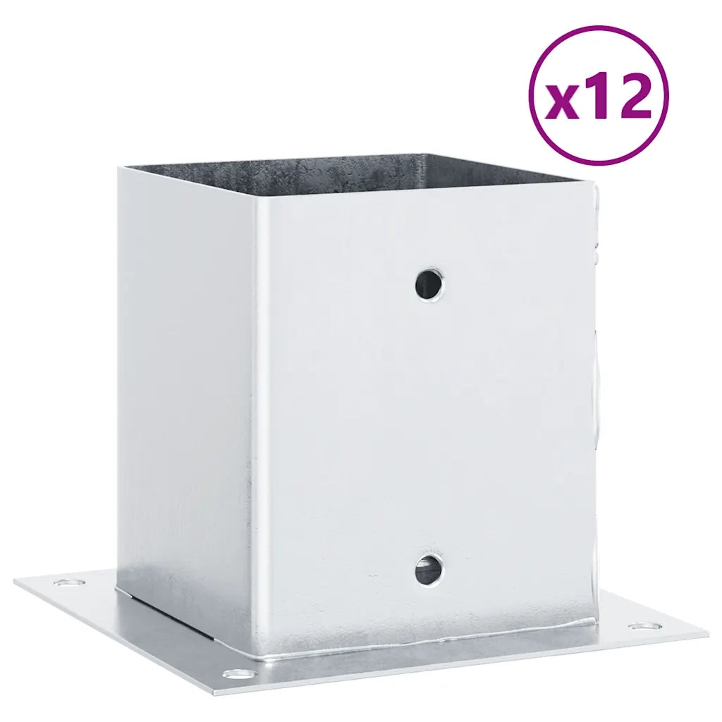 Basi per Pali Quadrate 12 pz Argento 121x121 mm Acciaio Zincato 42000015